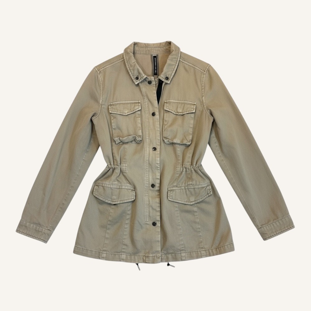 W118 by Walter‎ Baker Khaki Utility Chore Jacket Pockets Drawstring Waist Size S